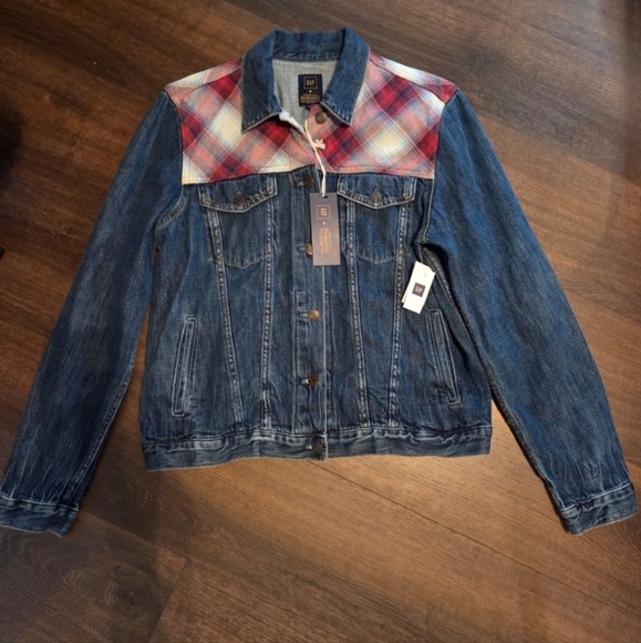 Gap + Pendleton 1969 Icon Plaid Panel Accent Denim Jeans Jacket - Picture 9 of 9